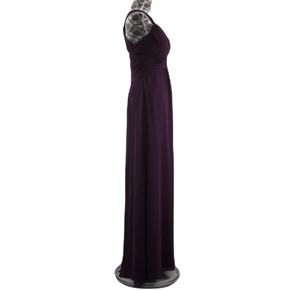 Morille Madeline Gardner Eggplant Purple Chiffon Long Gown Womens 4 Bridesmaid - Picture 2 of 13